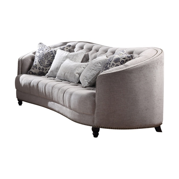 Acme Saira Down Feather Sofa In Light Gray Fabric Free Acme Saira Down Feather Sofa In Light Gray Fabric