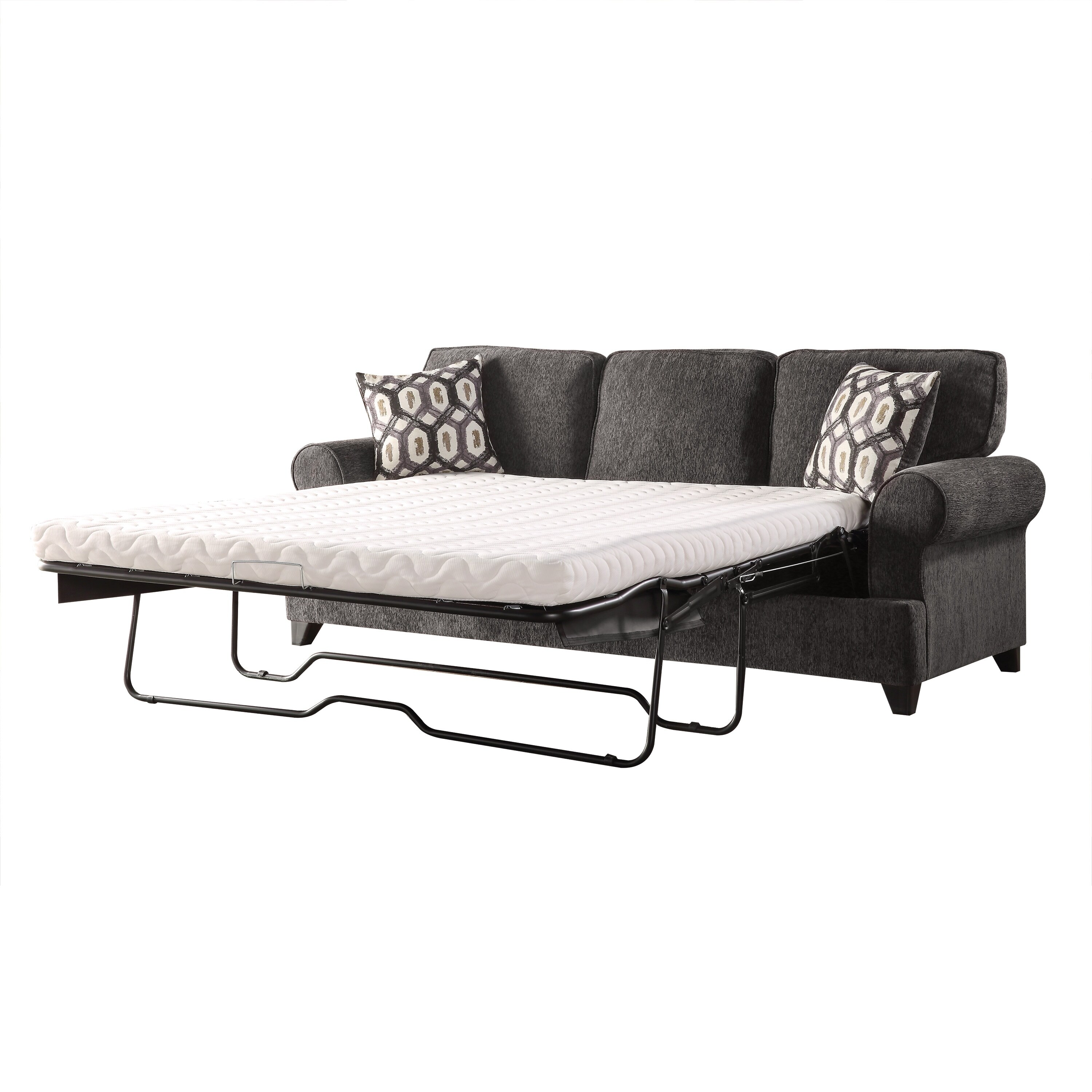 Acme Alessia Sofa Sleeper With 2 Pillows In Dark Gray Chenille Acme Alessia Sofa Sleeper With 2 Pillows In Dark Gray Chenille