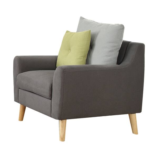 Shop Acme Amie Gray Fabric Arm Chair With 2 Pillows On Sale