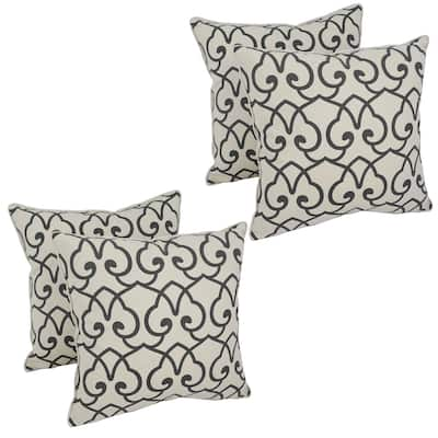 Blazing Needles 18-inch Black Lattice Throw Pillow (Set of 4)