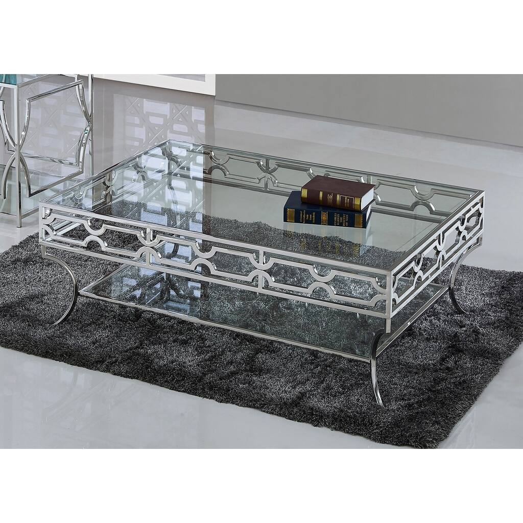 Best Master Furniture Stainless Steel Glass Coffee Table