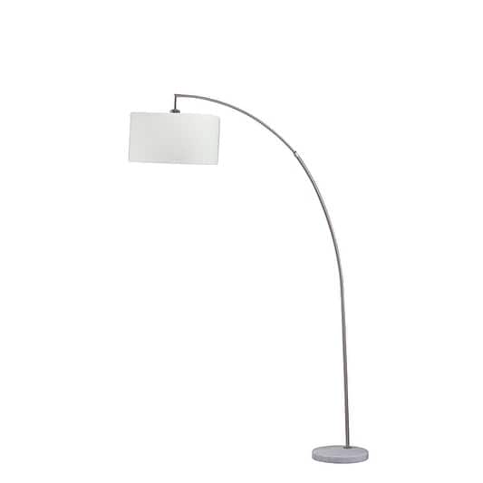 86 Inch Allegro Silver Arc White Marble Floor Lamp