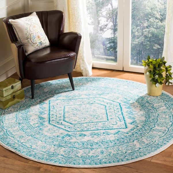 Safavieh Adirondack Vintage Ivory / Teal Rug - 6' x 6' Round