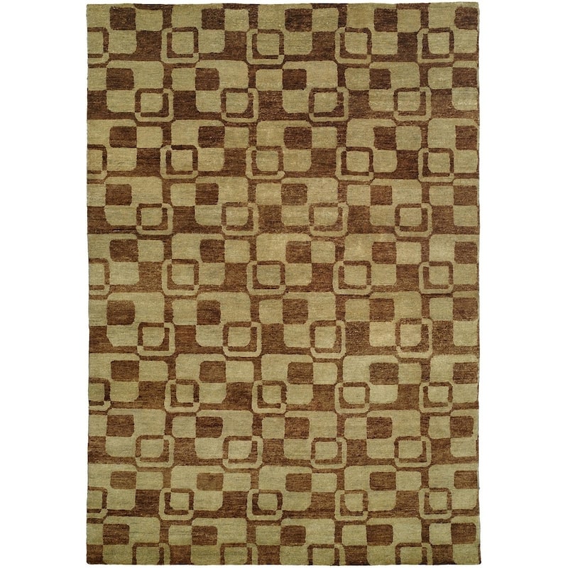Jade Earth Tones w/ luster highlights Hand-knotted Area Rug