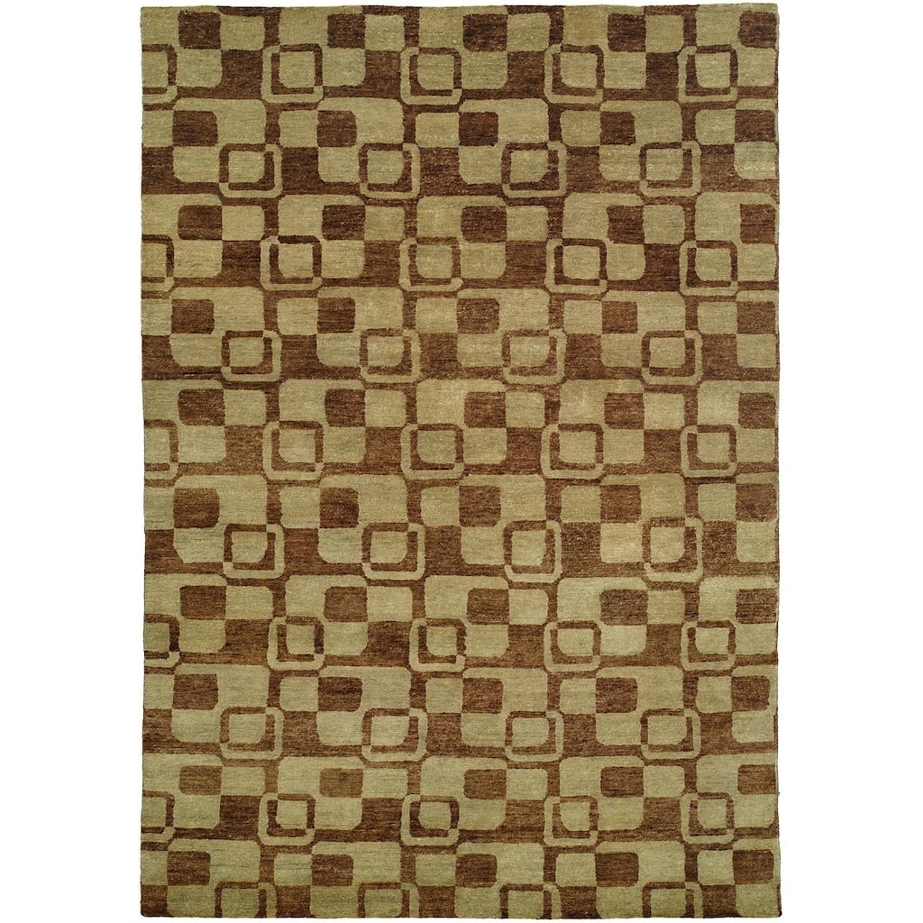 Jade Earth Tones w/ luster highlights Hand-knotted Area Rug