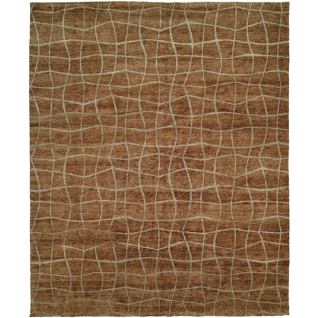 Jade Brown Hand-knotted Area Rug