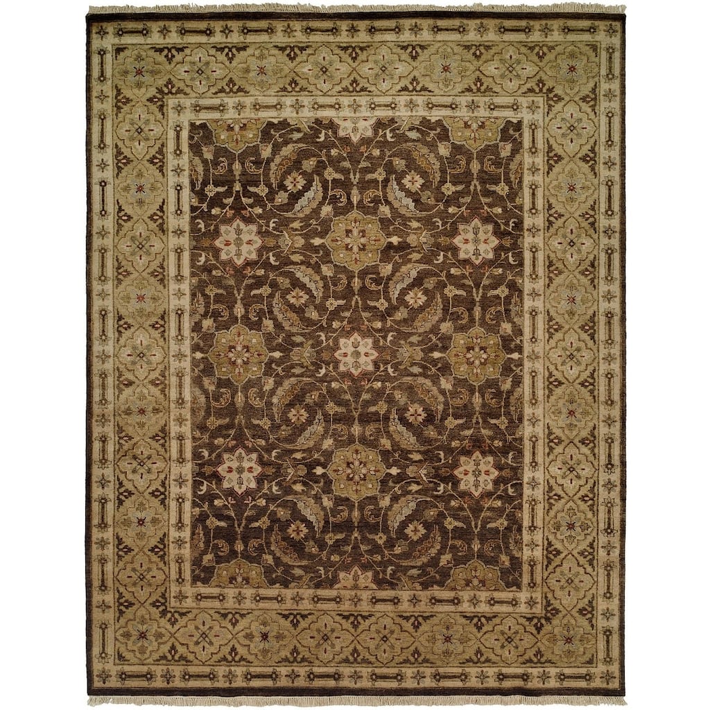 Bashir Brown/Gold Hand-knotted Area Rug