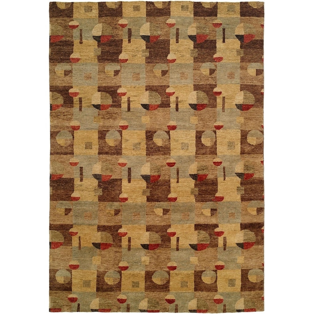 Jade Multi Color Earth Tones Hand-knotted Area Rug