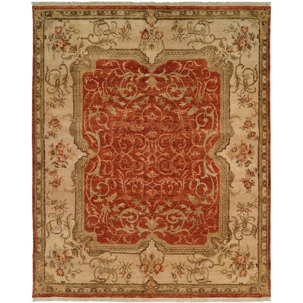 Tuscany Rust Ivory Hand Knotted Area Rug 4 X 6