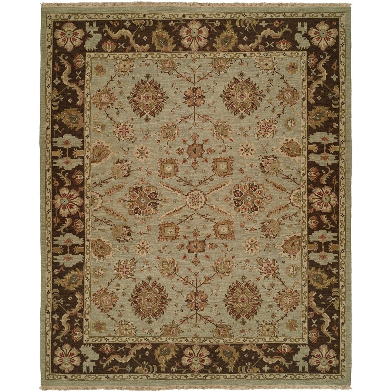 KALATY Soumak Light Blue / Brown Hand-knotted Soumak Area Rug