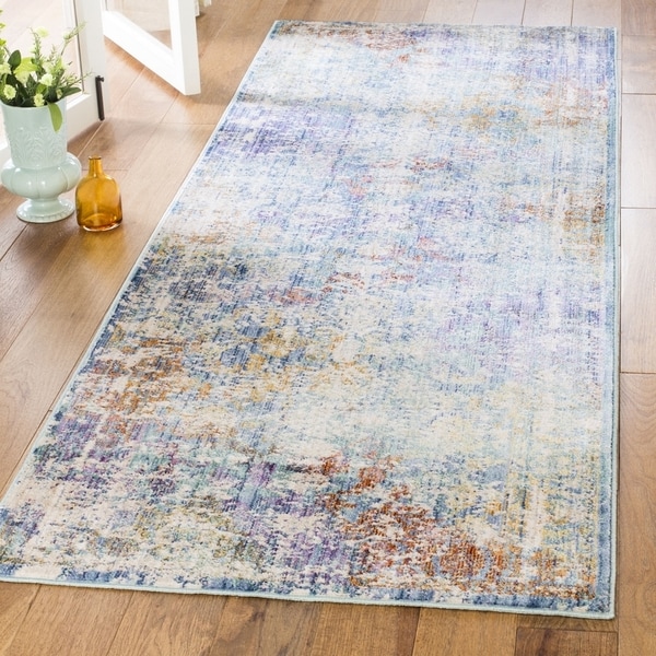 Shop Safavieh Sutton Watercolor Turquoise/ Lavender Runner ...