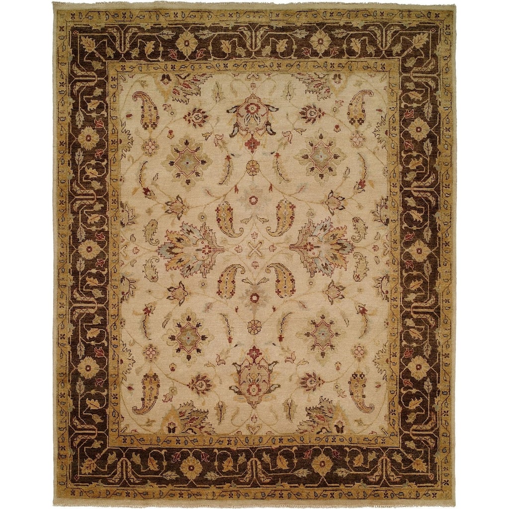 Oushak Ivory/Brown Hand-knotted Area Rug