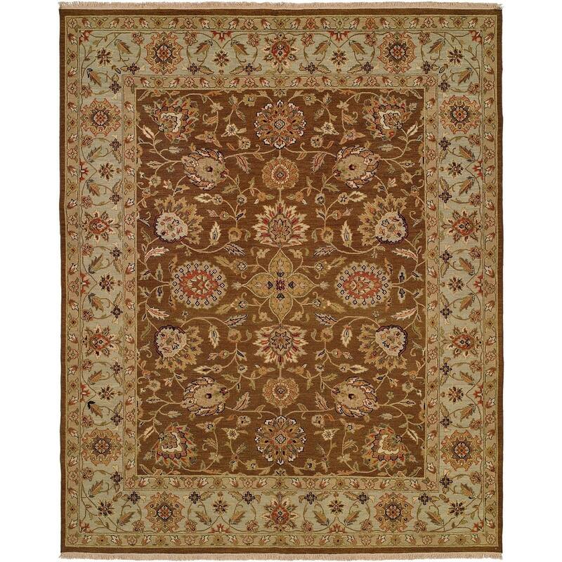 Caspian Brown/Light Blue Hand-knotted Soumak Area Rug
