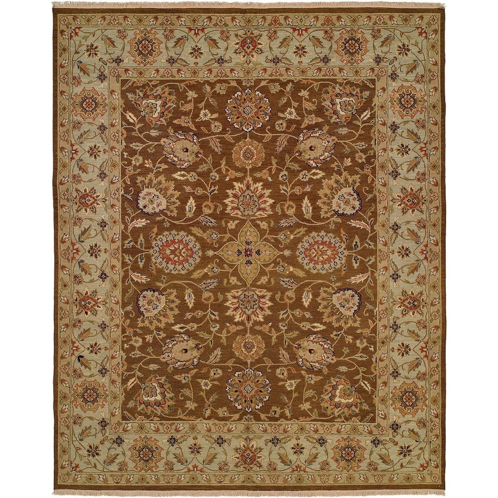 Caspian Brown/Light Blue Hand-knotted Soumak Area Rug