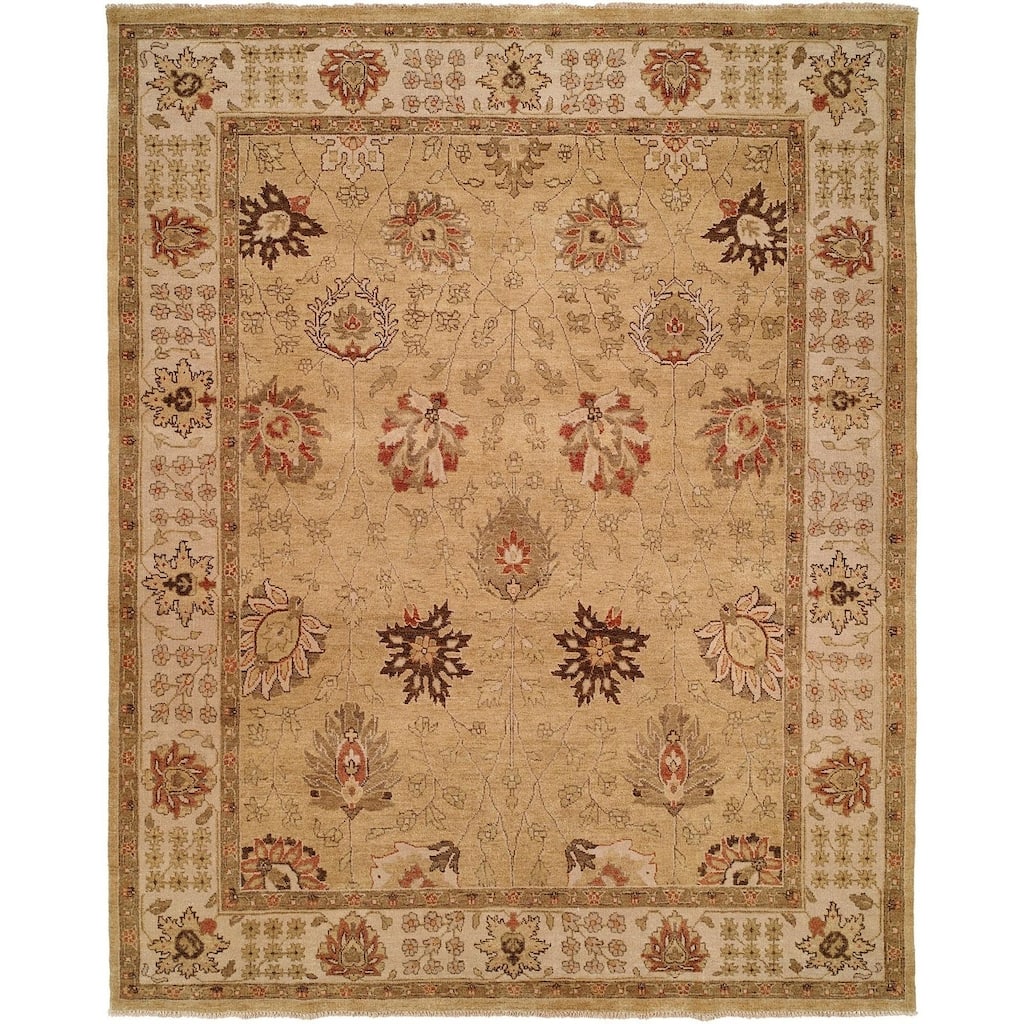 Oushak Gold/Ivory Hand-knotted Area Rug
