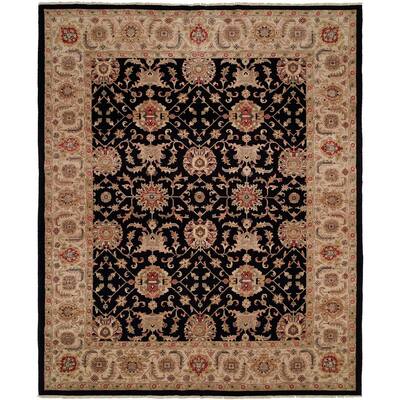 Bashir Black/Ivory Hand-knotted Area Rug