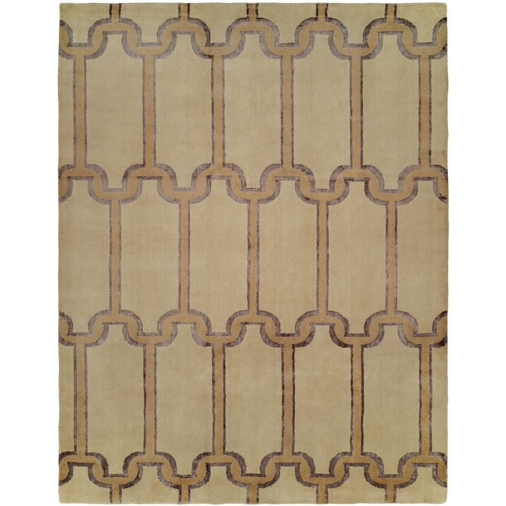 Portfolio Travertine / Purple Accent Handmade Area Rug