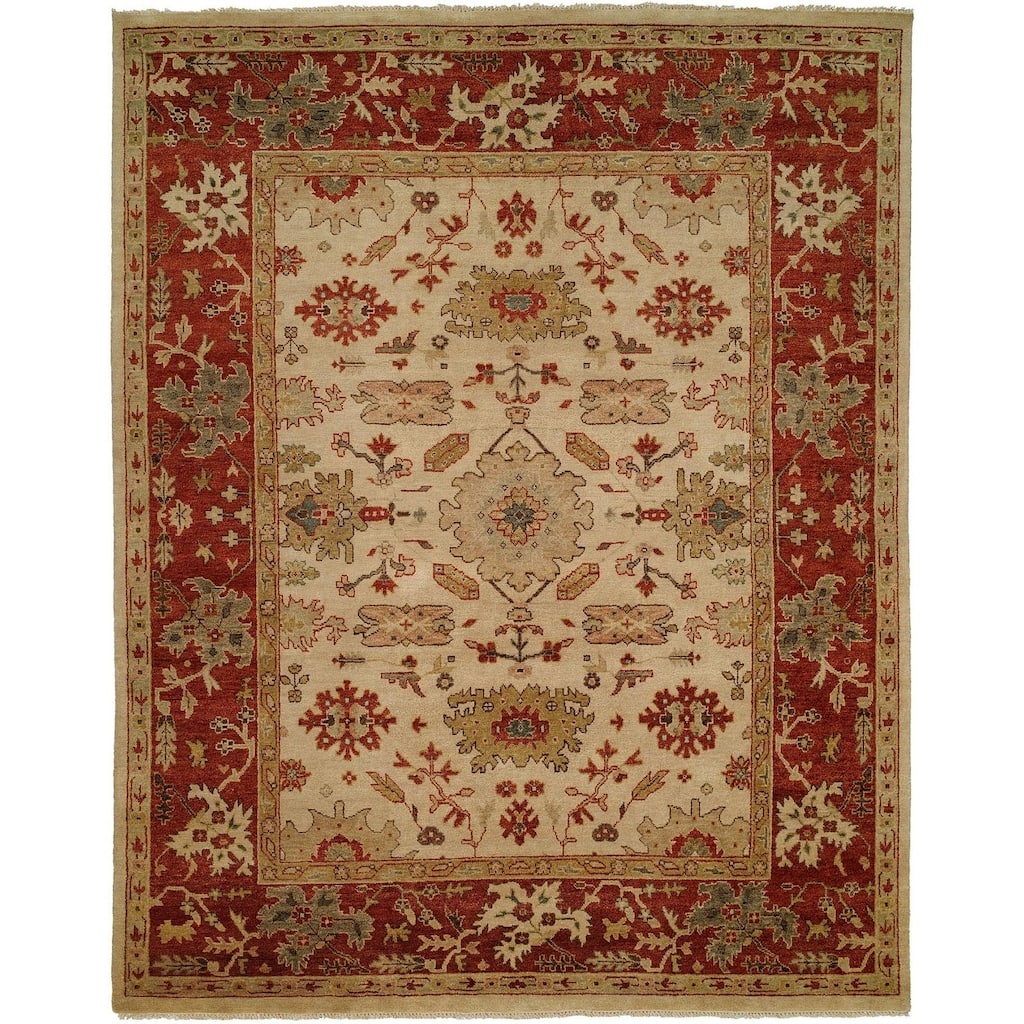 Oushak Ivory/Rust Hand-knotted Area Rug