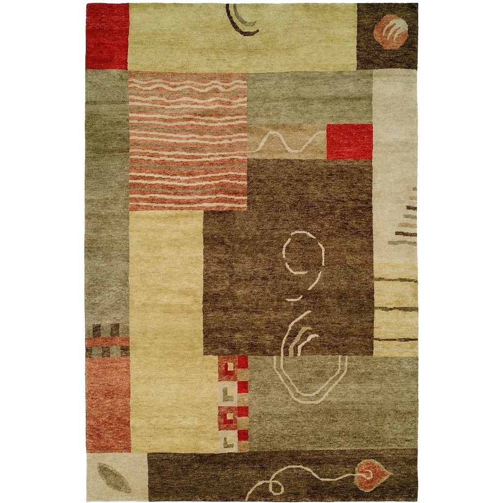 Jade Multiple Color Earth Tones Hand-knotted Area Rug
