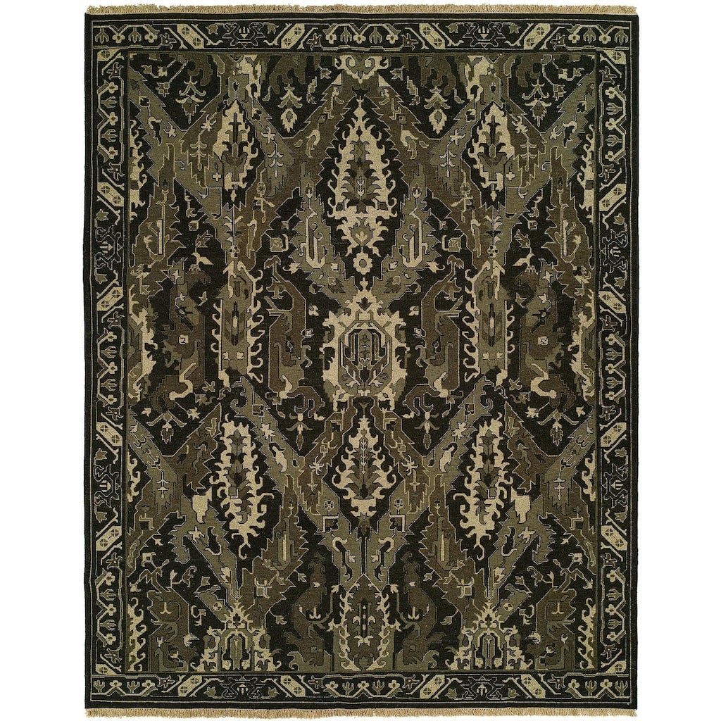 Soumak Natural/Onyx Hand-knotted Soumak Area Rug