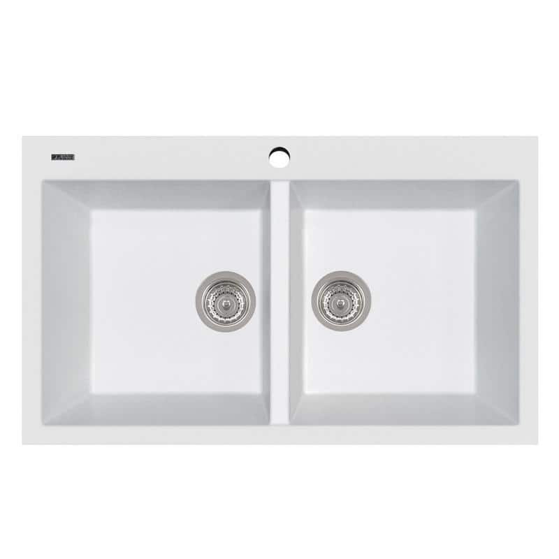 LaToscana Elegance 34" x 20" Drop-In Double-Bowl Quartz Kitchen Sink
