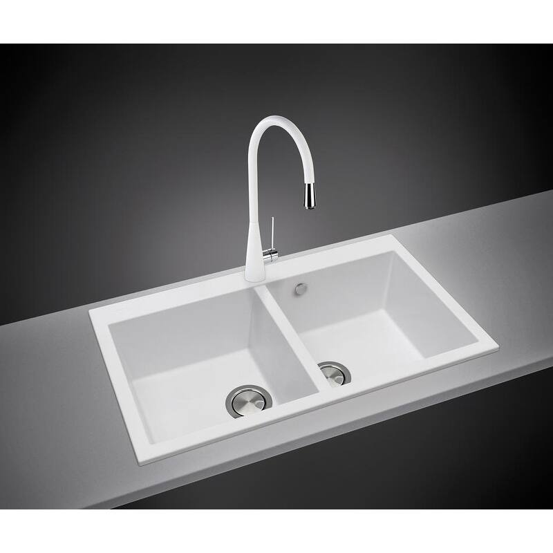 LaToscana Elegance 34" x 20" Drop-In Double-Bowl Quartz Kitchen Sink
