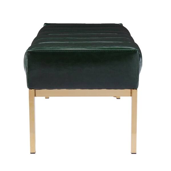 Shop Silver Orchid Young Dark Green And Brass Upholstered Bench