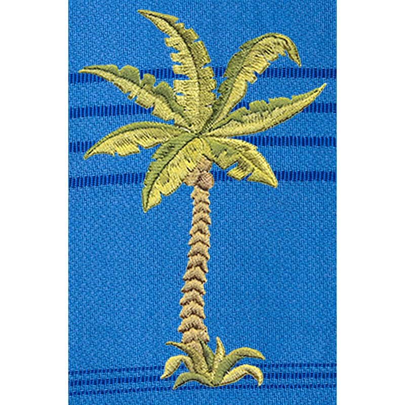 Authentic Pestemal Fouta Embroidered Palm Tree Turkish Cotton Bath/ Beach Towel - Royal Blue