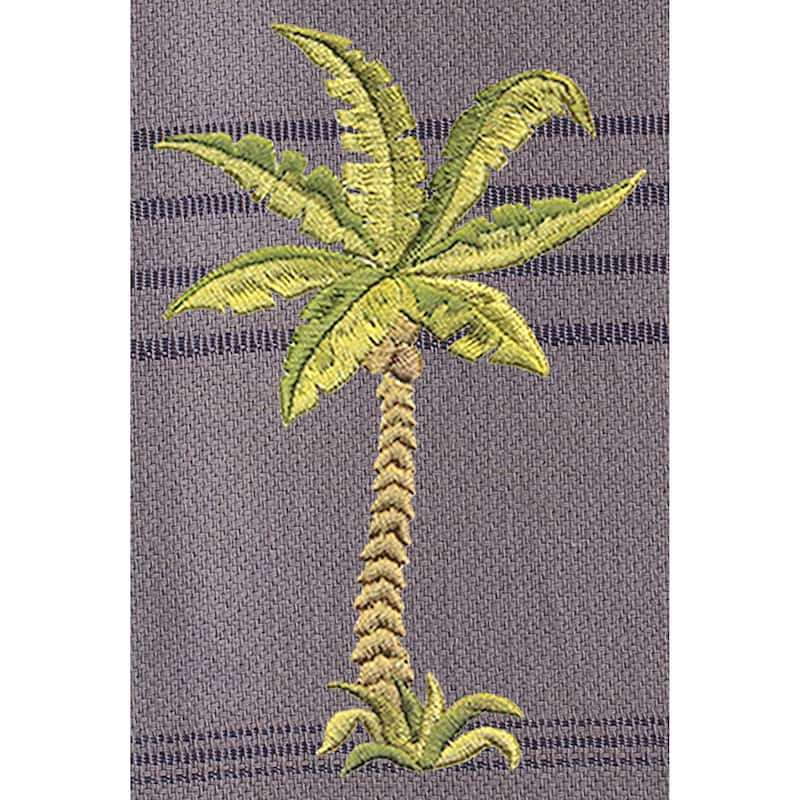 Authentic Pestemal Fouta Embroidered Palm Tree Turkish Cotton Bath/ Beach Towel - Grey