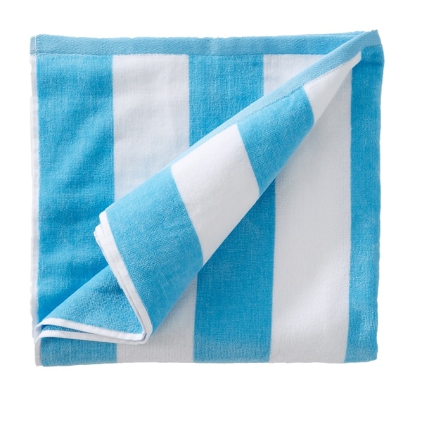 Personalized Stripe Cabana Velour Beach Towel 28/" x 60/" Blue Green Hot Pink