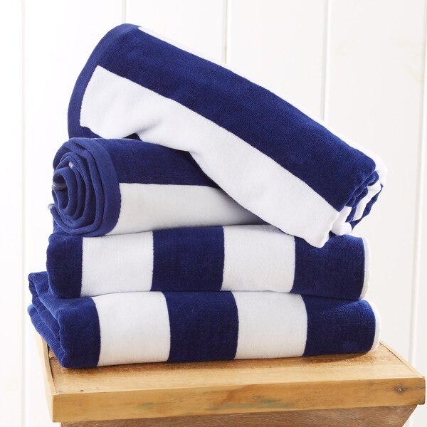 Premium Cabana Stripe 100% Cotton Velour Beach Towels Quantity 12 35x60 