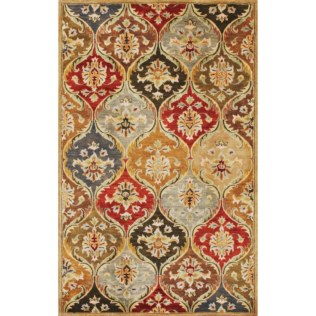 Syriana Jeweltone Panel Hand-tufted Wool Rug