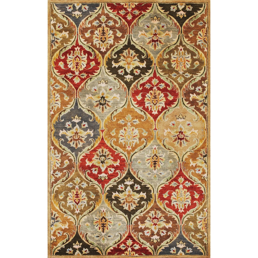 Syriana Jeweltone Panel Hand-tufted Wool Rug