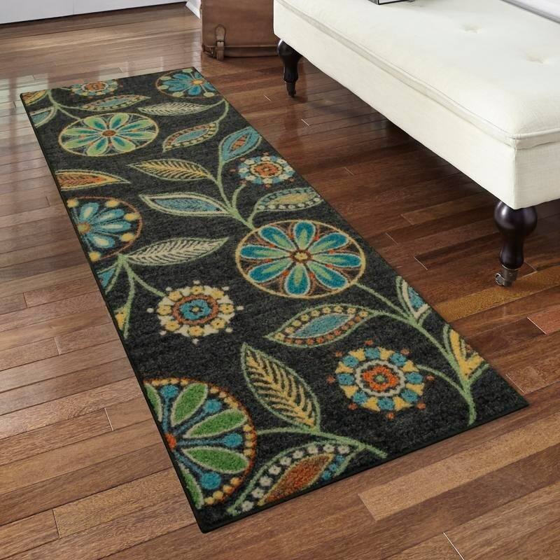 Maples Rugs Whitby Gray Floral Runner Rug - Multi - 2' x 6' Runner