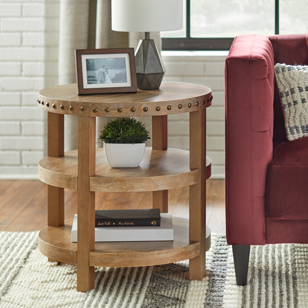 Facilehome Live Edge End Table,Rustic Solid Wood Small Coffee Table,Side  Table 21 Tall,for Sofa,Living Room/Bedroom