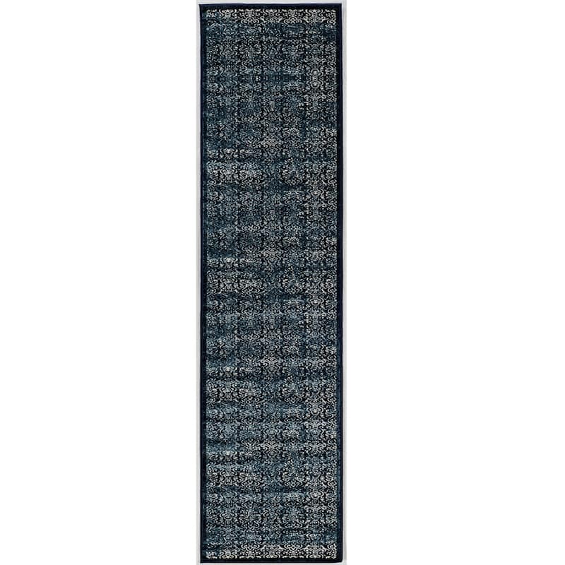 Linon Vintage Collection Illusion Navy Rug (2' X 10') - 2' X 10'