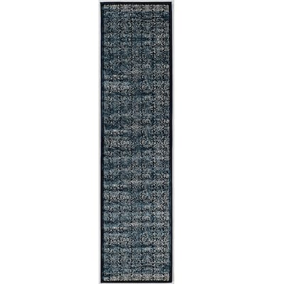 Linon Vintage Collection Illusion Navy Rug (2' X 10') - 2' X 10'