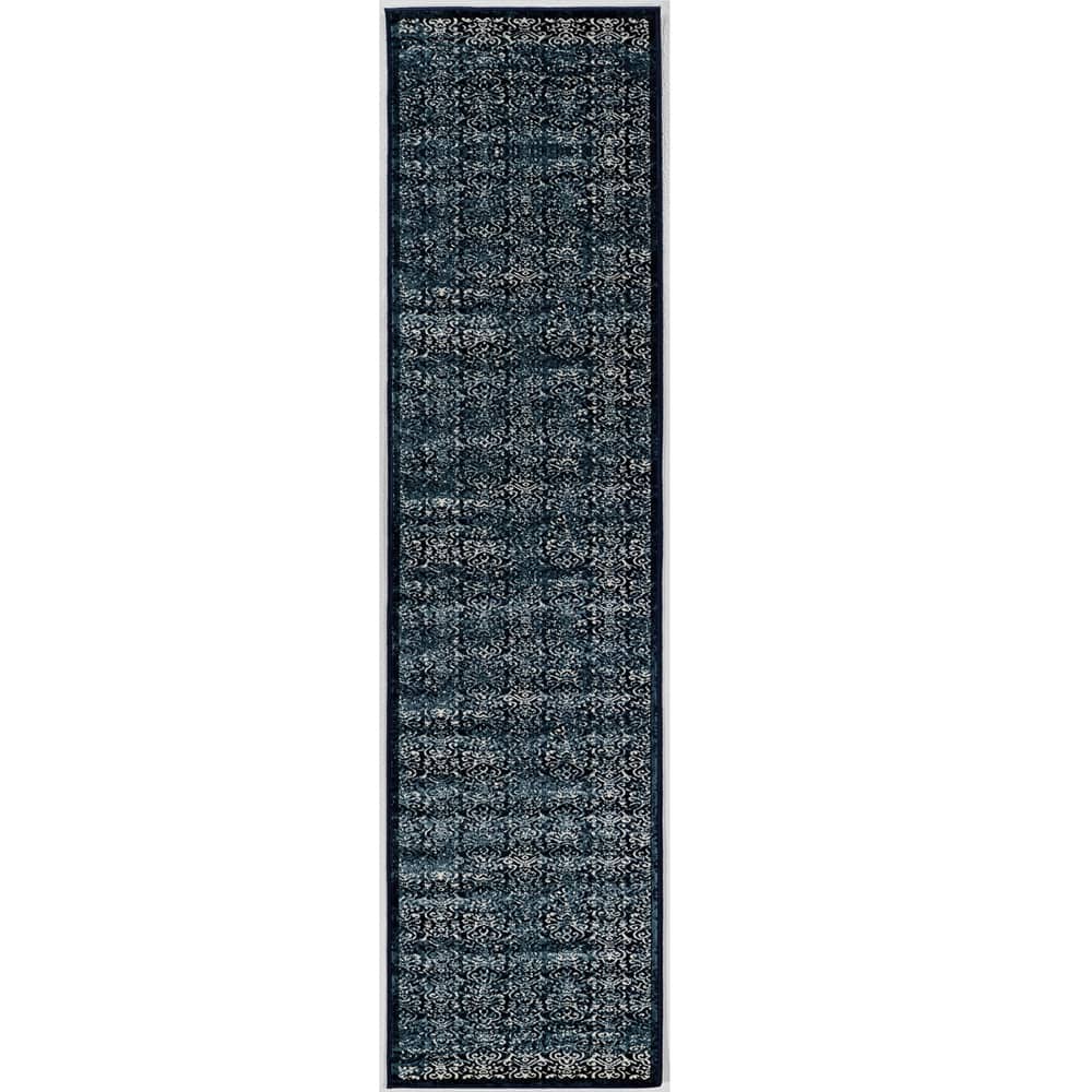 Linon Vintage Collection Illusion Navy Rug (2' X 10') - 2' X 10'