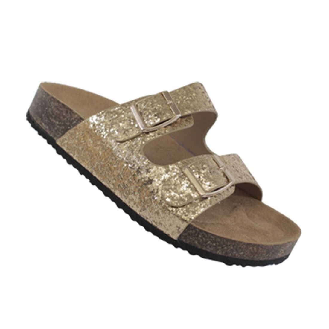 double strap glitter slides