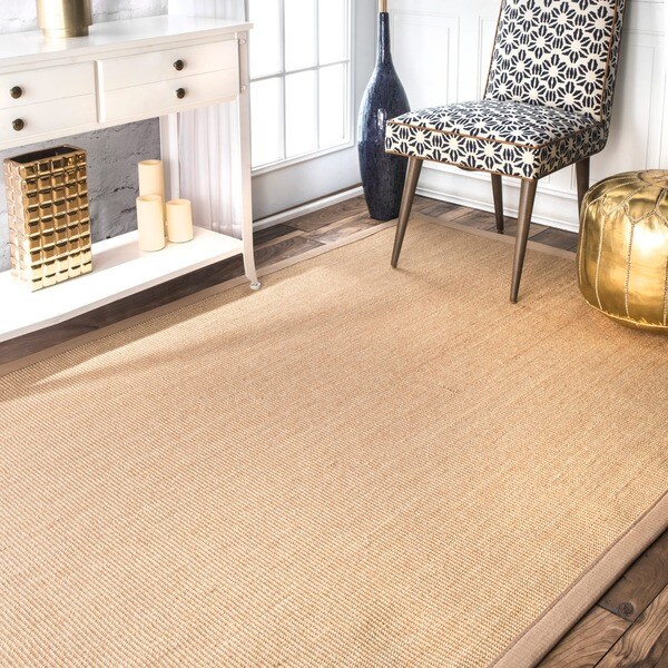 Havenside Home Lubec Handmade Eco Natural Fiber Cotton Border Sisal Area Rug - 9' x 12'