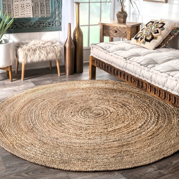 Havenside Home La Jolla Eco Natural Fiber Braided Reversible Jute Area Rug (8' round) - 8' x 8'
