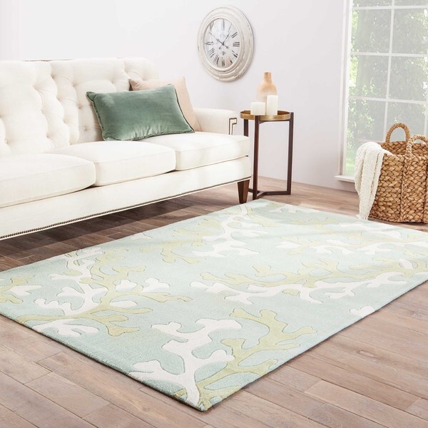 Havenside Home Knotts Handmade Abstract Green/ White Area Rug - 5' x 7'6
