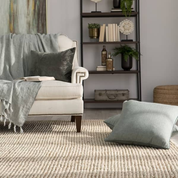 Shop The Gray Barn Cross Hands Natural Solid White Tan Area Rug