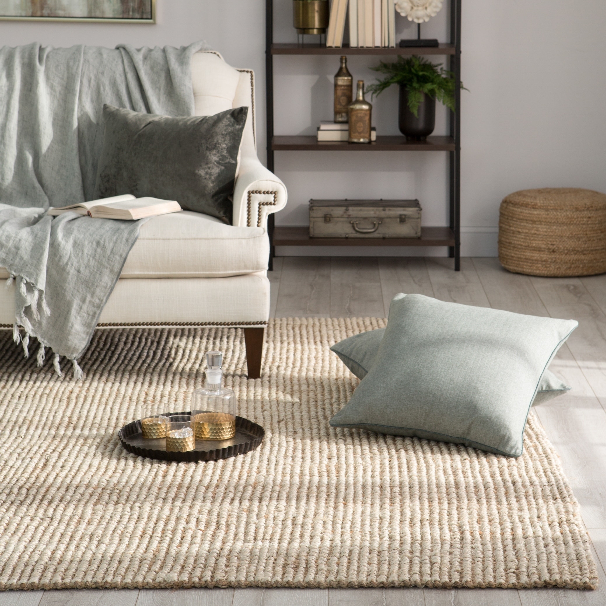 Shop The Gray Barn Cross Hands Natural Solid White Tan Area Rug