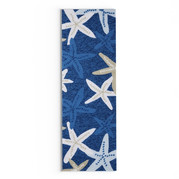 Taylor & Olive Clarks Indoor/ Outdoor Blue Starfish Area Rug - 2' x 6'