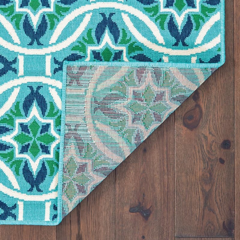 Style Haven Martinque Floral Indoor-Outdoor Blue/ Green Area Rug