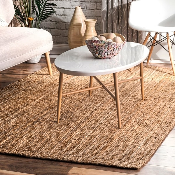 Havenside Home Pensacola Hand-woven Natural Fiber Jute Sisal Ribbed Solid Natural Area Rug - 7'6 x 9'
