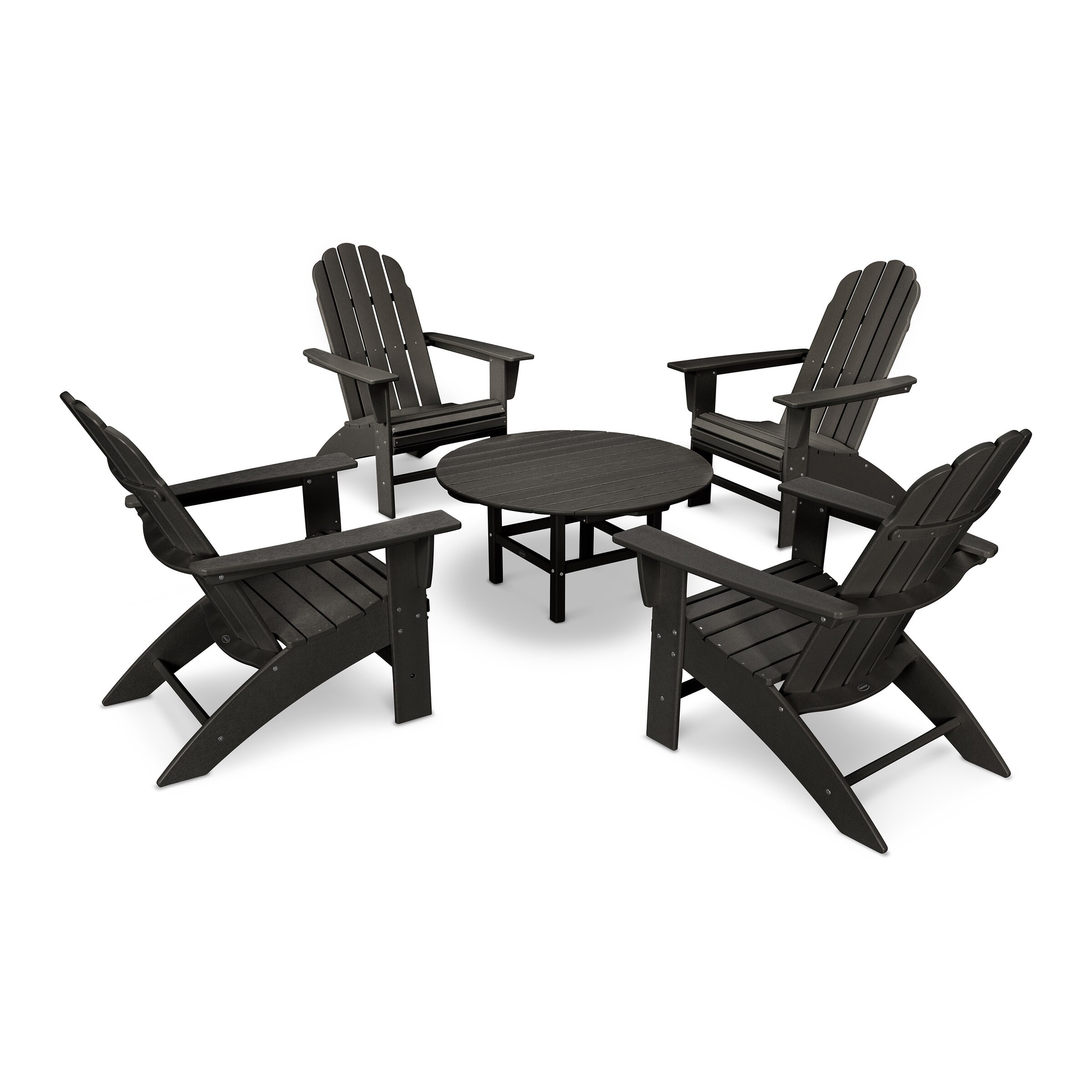 Polywood Vineyard 5 Piece Outdoor Oversized Adirondack Chair And Table Set