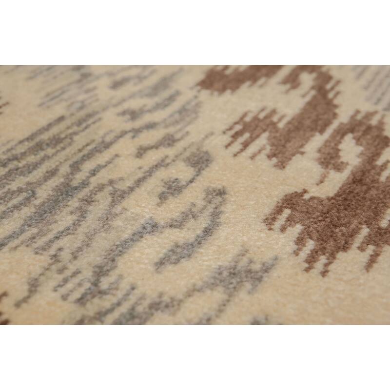 Boho Ikat Design Runner Hand Knotted Area Rug (2'4"x8') - 2'4" x 8'