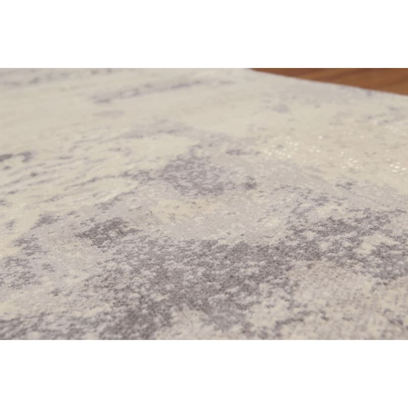 Contemporary Industrial Style Runner Hand Knotted Area Rug - Ivory/Grey - 2'4" x 8' - 2'4" x 8'